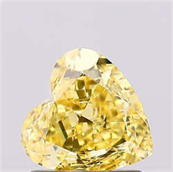 Picture of Lab Created Diamond 1.01 Carats, Heart with  Cut, Fancy Vivid Yellow Color, VS1 Clarity and Certified by IGI