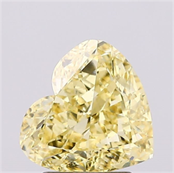 Picture of Lab Created Diamond 2.14 Carats, Heart with  Cut, Fancy Intense Yellow Color, VS1 Clarity and Certified by IGI