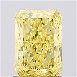 Picture of Lab Created Diamond 1.22 Carats, Radiant with  Cut, Fancy Vivid Yellow Color, VS1 Clarity and Certified by IGI