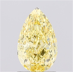 Picture of Lab Created Diamond 1.22 Carats, Pear with  Cut, Fancy Vivid Yellow Color, VS1 Clarity and Certified by IGI