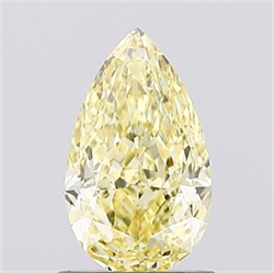 Picture of Lab Created Diamond 1.01 Carats, Pear with  Cut, Fancy Intense Yellow Color, VS1 Clarity and Certified by IGI