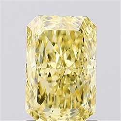 Picture of Lab Created Diamond 1.09 Carats, Radiant with  Cut, Fancy Vivid Yellow Color, VS2 Clarity and Certified by IGI