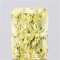Picture of Lab Created Diamond 1.54 Carats, Radiant with  Cut, Fancy Vivid Yellow Color, VS2 Clarity and Certified by IGI