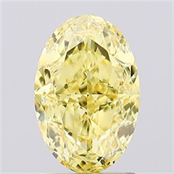 Picture of Lab Created Diamond 1.80 Carats, Oval with  Cut, Fancy Vivid Yellow Color, VS1 Clarity and Certified by IGI