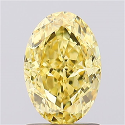 Picture of Lab Created Diamond 1.54 Carats, Oval with  Cut, Fancy Vivid Yellow Color, VS2 Clarity and Certified by IGI