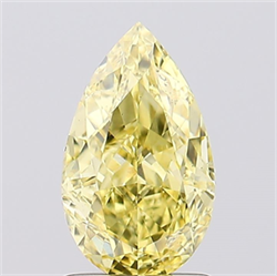 Picture of Lab Created Diamond 1.40 Carats, Pear with  Cut, Fancy Vivid Yellow Color, VS2 Clarity and Certified by IGI