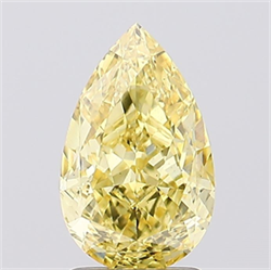 Picture of Lab Created Diamond 2.13 Carats, Pear with  Cut, Fancy Vivid Yellow Color, VS2 Clarity and Certified by IGI