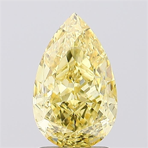 Picture of Lab Created Diamond 2.13 Carats, Pear with  Cut, Fancy Vivid Yellow Color, VS2 Clarity and Certified by IGI