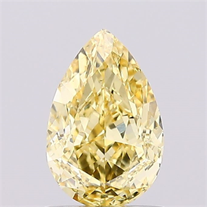 Picture of Lab Created Diamond 1.02 Carats, Pear with  Cut, Fancy Vivid Yellow Color, VS1 Clarity and Certified by IGI