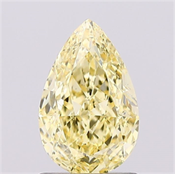 Picture of Lab Created Diamond 1.08 Carats, Pear with  Cut, Fancy Intense Yellow Color, VS1 Clarity and Certified by IGI