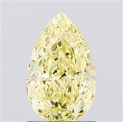 Picture of Lab Created Diamond 1.00 Carats, Pear with  Cut, Fancy Intense Yellow Color, VS2 Clarity and Certified by IGI
