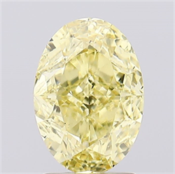Picture of Lab Created Diamond 2.17 Carats, Oval with  Cut, Fancy Vivid Yellow Color, VS2 Clarity and Certified by IGI