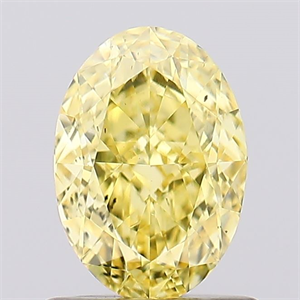 Picture of Lab Created Diamond 1.01 Carats, Oval with  Cut, Fancy Vivid Yellow Color, VS2 Clarity and Certified by IGI