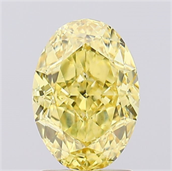 Picture of Lab Created Diamond 2.12 Carats, Oval with  Cut, Fancy Vivid Yellow Color, VS1 Clarity and Certified by IGI