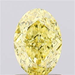 Picture of Lab Created Diamond 1.05 Carats, Oval with  Cut, Fancy Vivid Yellow Color, VS2 Clarity and Certified by IGI