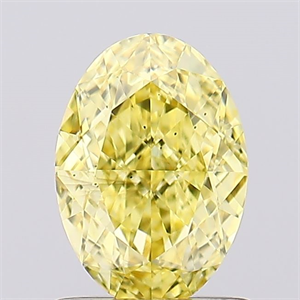 Picture of Lab Created Diamond 1.05 Carats, Oval with  Cut, Fancy Vivid Yellow Color, VS2 Clarity and Certified by IGI