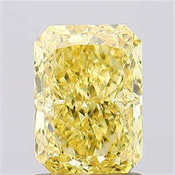 Picture of Lab Created Diamond 1.50 Carats, Radiant with  Cut, Fancy Vivid Yellow Color, VS2 Clarity and Certified by IGI