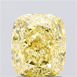 Picture of Lab Created Diamond 2.01 Carats, Cushion with  Cut, Fancy Vivid Yellow Color, VS2 Clarity and Certified by IGI