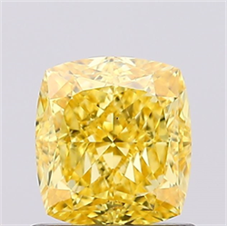 Picture of Lab Created Diamond 1.03 Carats, Cushion with  Cut, Fancy Vivid Yellow Color, VS1 Clarity and Certified by IGI