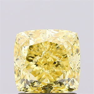 Picture of Lab Created Diamond 1.44 Carats, SQUARE CUSHION with  Cut, Fancy Vivid Yellow Color, VS2 Clarity and Certified by IGI