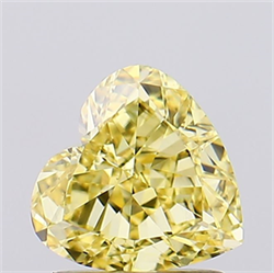 Picture of Lab Created Diamond 1.56 Carats, Heart with  Cut, Fancy Vivid Yellow Color, VVS2 Clarity and Certified by IGI