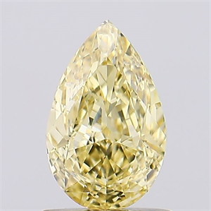 Picture of Lab Created Diamond 1.02 Carats, Pear with  Cut, Fancy Intense Yellow Color, VS2 Clarity and Certified by IGI