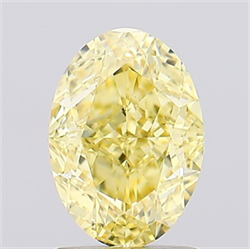 Picture of Lab Created Diamond 1.65 Carats, Oval with  Cut, Fancy Vivid Yellow Color, VVS2 Clarity and Certified by IGI