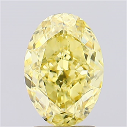 Picture of Lab Created Diamond 2.87 Carats, Oval with  Cut, Fancy Vivid Yellow Color, VS1 Clarity and Certified by IGI