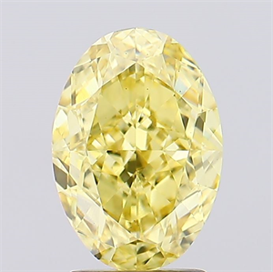 Picture of Lab Created Diamond 2.87 Carats, Oval with  Cut, Fancy Vivid Yellow Color, VS1 Clarity and Certified by IGI