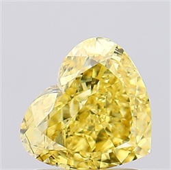 Picture of Lab Created Diamond 1.52 Carats, Heart with  Cut, Fancy Vivid Yellow Color, VS2 Clarity and Certified by IGI
