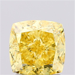 Picture of Lab Created Diamond 1.63 Carats, SQUARE CUSHION with  Cut, Fancy Vivid Yellow Color, VS2 Clarity and Certified by IGI
