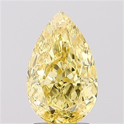Picture of Lab Created Diamond 2.02 Carats, Pear with  Cut, Fancy Vivid Yellow Color, VS1 Clarity and Certified by IGI