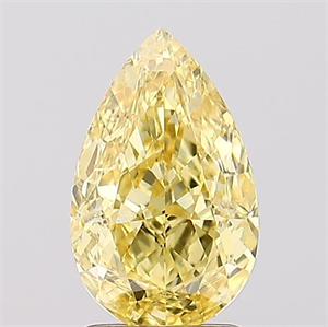 Picture of Lab Created Diamond 2.02 Carats, Pear with  Cut, Fancy Vivid Yellow Color, VS1 Clarity and Certified by IGI