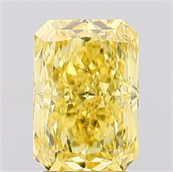 Picture of Lab Created Diamond 2.95 Carats, Radiant with  Cut, Fancy Vivid Yellow Color, VS2 Clarity and Certified by IGI
