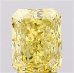 Picture of Lab Created Diamond 2.05 Carats, Radiant with  Cut, Fancy Vivid Yellow Color, VS1 Clarity and Certified by IGI