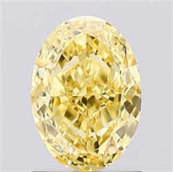 Picture of Lab Created Diamond 1.03 Carats, Oval with  Cut, Fancy Vivid Yellow Color, VS1 Clarity and Certified by IGI