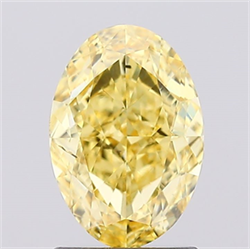 Picture of Lab Created Diamond 1.57 Carats, Oval with  Cut, Fancy Vivid Yellow Color, VS2 Clarity and Certified by IGI