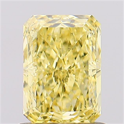 Picture of Lab Created Diamond 1.08 Carats, Radiant with  Cut, Fancy Vivid Yellow Color, VS2 Clarity and Certified by IGI