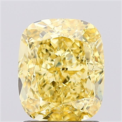 Picture of Lab Created Diamond 1.82 Carats, Cushion with  Cut, Fancy Vivid Yellow Color, VS2 Clarity and Certified by IGI