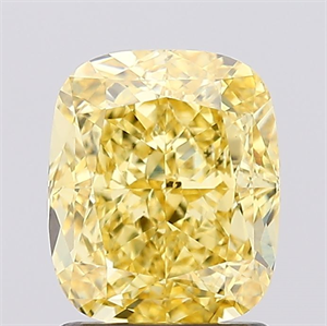 Picture of Lab Created Diamond 1.82 Carats, Cushion with  Cut, Fancy Vivid Yellow Color, VS2 Clarity and Certified by IGI