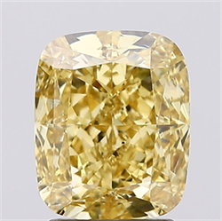 Picture of Lab Created Diamond 2.54 Carats, Cushion with  Cut, Fancy Intense Yellow Color, VS1 Clarity and Certified by IGI