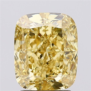 Picture of Lab Created Diamond 2.54 Carats, Cushion with  Cut, Fancy Intense Yellow Color, VS1 Clarity and Certified by IGI
