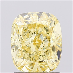 Picture of Lab Created Diamond 1.56 Carats, Cushion with  Cut, Fancy Intense Yellow Color, VS2 Clarity and Certified by IGI
