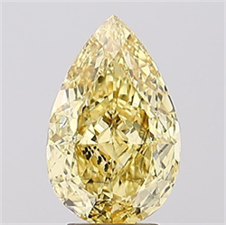 Picture of Lab Created Diamond 4.52 Carats, Pear with  Cut, Fancy Intense Yellow Color, VS2 Clarity and Certified by IGI