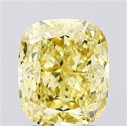 Picture of Lab Created Diamond 3.04 Carats, Cushion with  Cut, Fancy Intense Yellow Color, VS1 Clarity and Certified by IGI