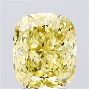 Picture of Lab Created Diamond 3.04 Carats, Cushion with  Cut, Fancy Intense Yellow Color, VS1 Clarity and Certified by IGI