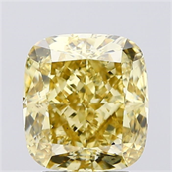 Picture of Lab Created Diamond 3.07 Carats, Cushion with  Cut, Fancy Intense Yellow Color, VS2 Clarity and Certified by IGI