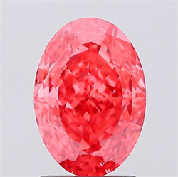 Picture of Lab Created Diamond 2.03 Carats, Oval with  Cut, Fancy Vivid Pink Color, VS1 Clarity and Certified by IGI