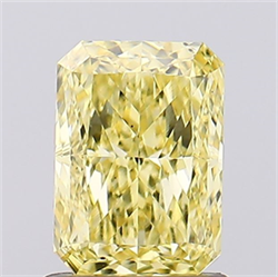 Picture of Lab Created Diamond 1.05 Carats, Radiant with  Cut, Fancy Vivid Yellow Color, VS2 Clarity and Certified by IGI