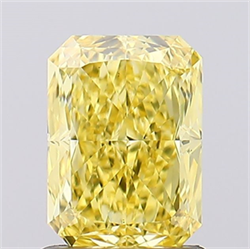 Picture of Lab Created Diamond 1.24 Carats, Radiant with  Cut, Fancy Vivid Yellow Color, VS1 Clarity and Certified by IGI